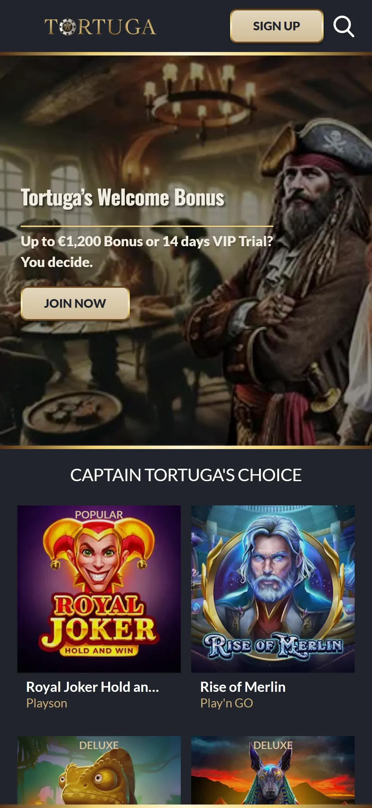 Tortuga Casino — mobile